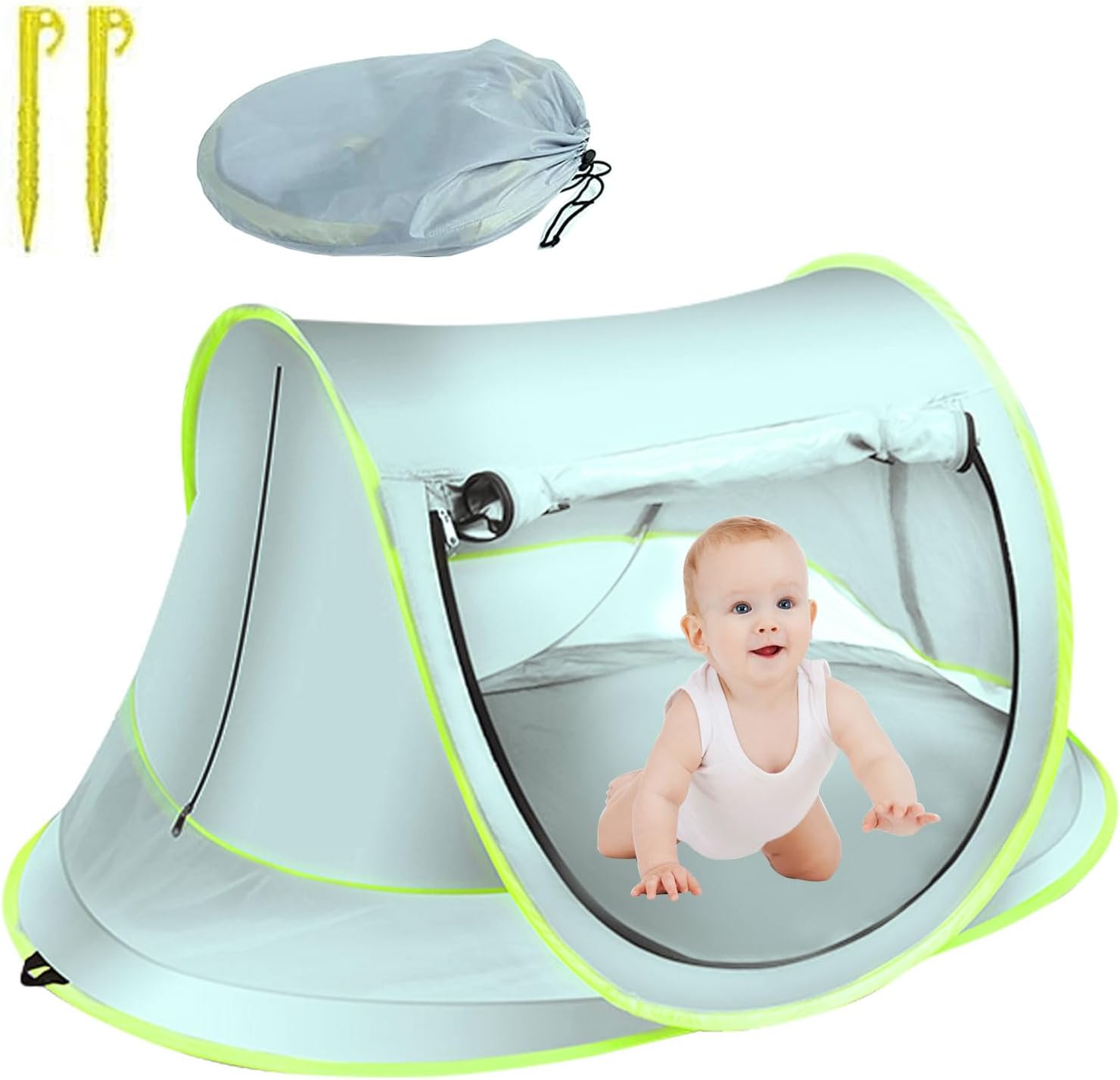 LongzhuoPop Up Baby Beach Tent, Portable Baby UV Protection Tent UV 50+ Protection Lightweight Baby Sunshade Tent Outdoor Pop Up Sunshade for Baby Beach, Patio, Picnic, Hiking (Blue)