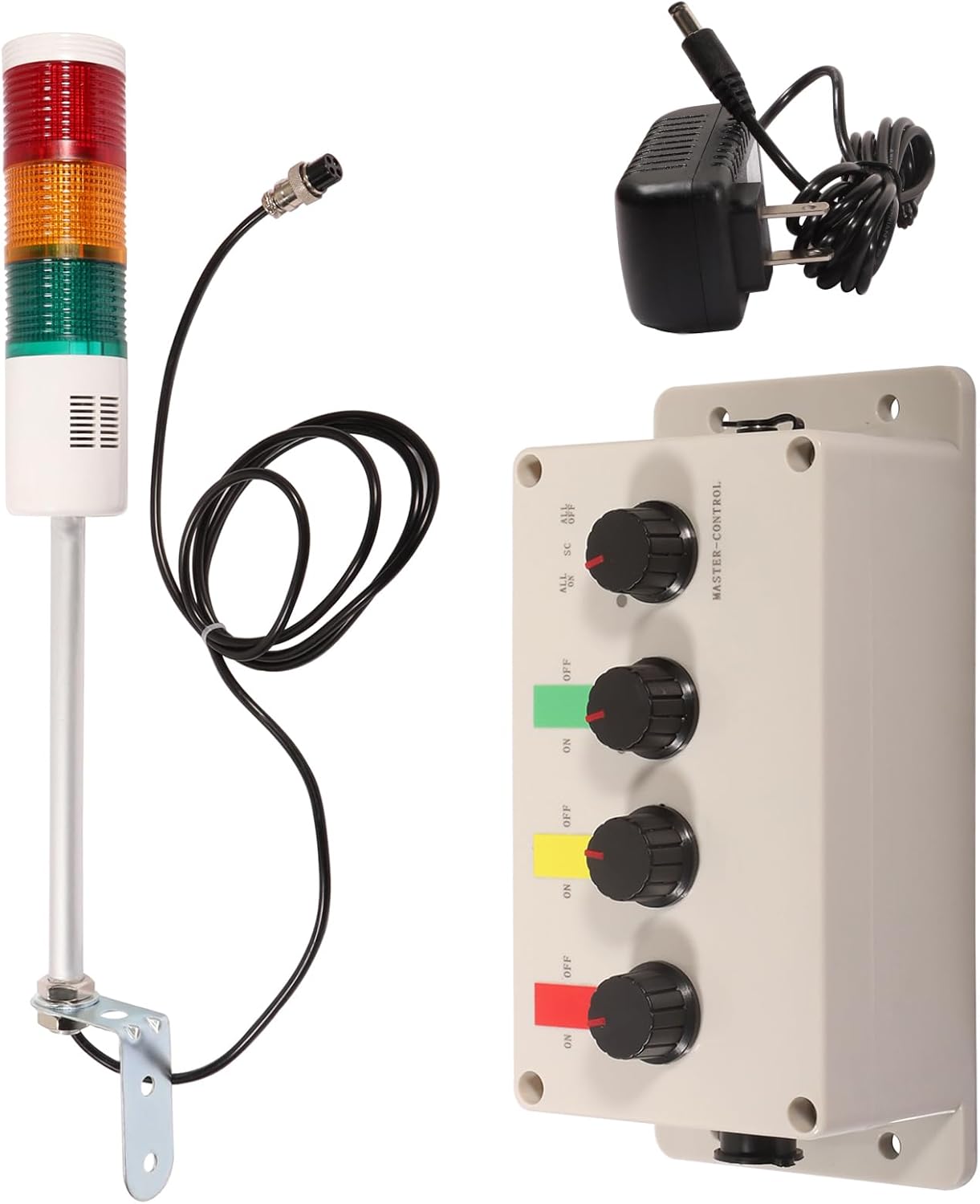 LED Andon Tower Lights Industrial Signal Tower 4 Stack Red/Yellow/Green IP65 Plug Play Switch Factory