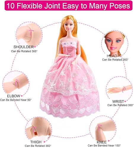 Miniatura 5 de UCanaan Conjunto de muñeca y armario para niña con ropa y accesorios para muñecas, incluyendo muñecas de moda, vestido y muchos otros accesorios