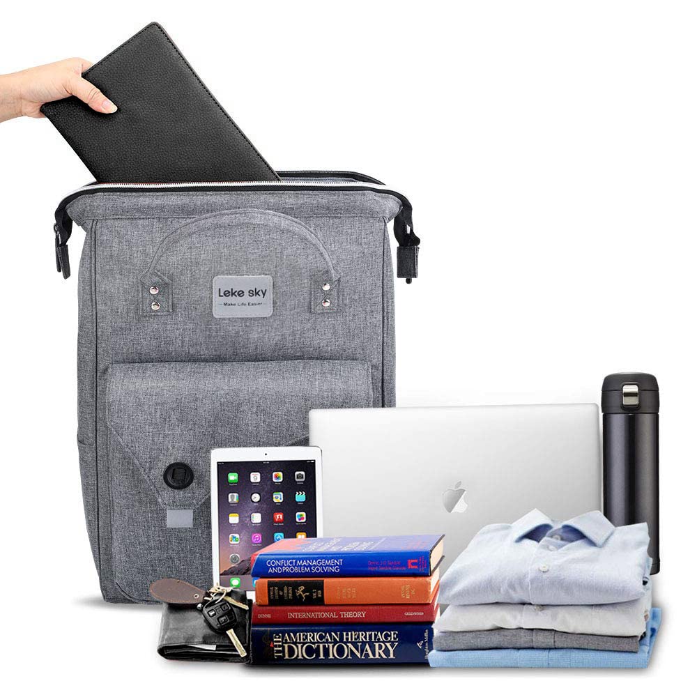 Lekesky Zaino per PC portatili, Multiuso Zaino per Computer Portatile 15.6 Pollici, Zaino Porta PC Impermeabile Unisex, Grigio