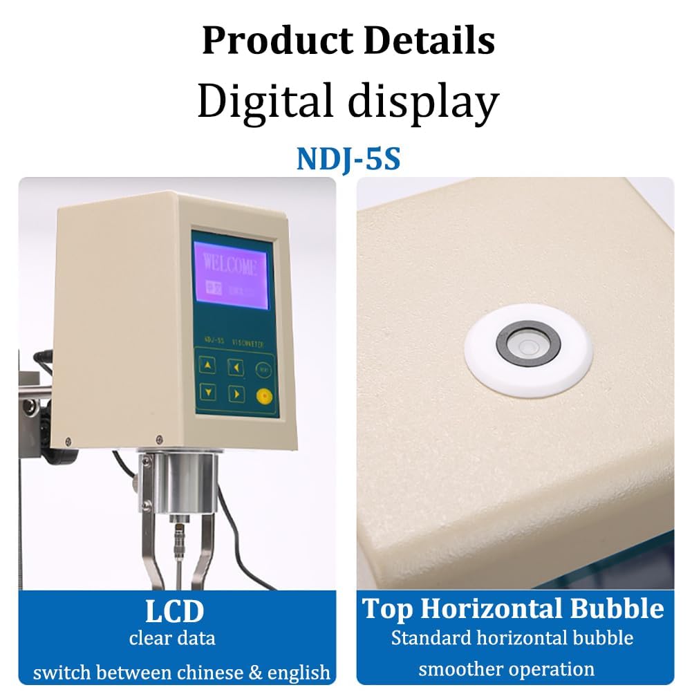 Cyfrowy wiskozymetr obrotowy, laboratoryjny miernik lepkości z 4 wirnikami, 1-100 000 mPa, wyświetlacz LCD do dokładnego pomiaru w laboratoriach i zastosowaniach badawczych