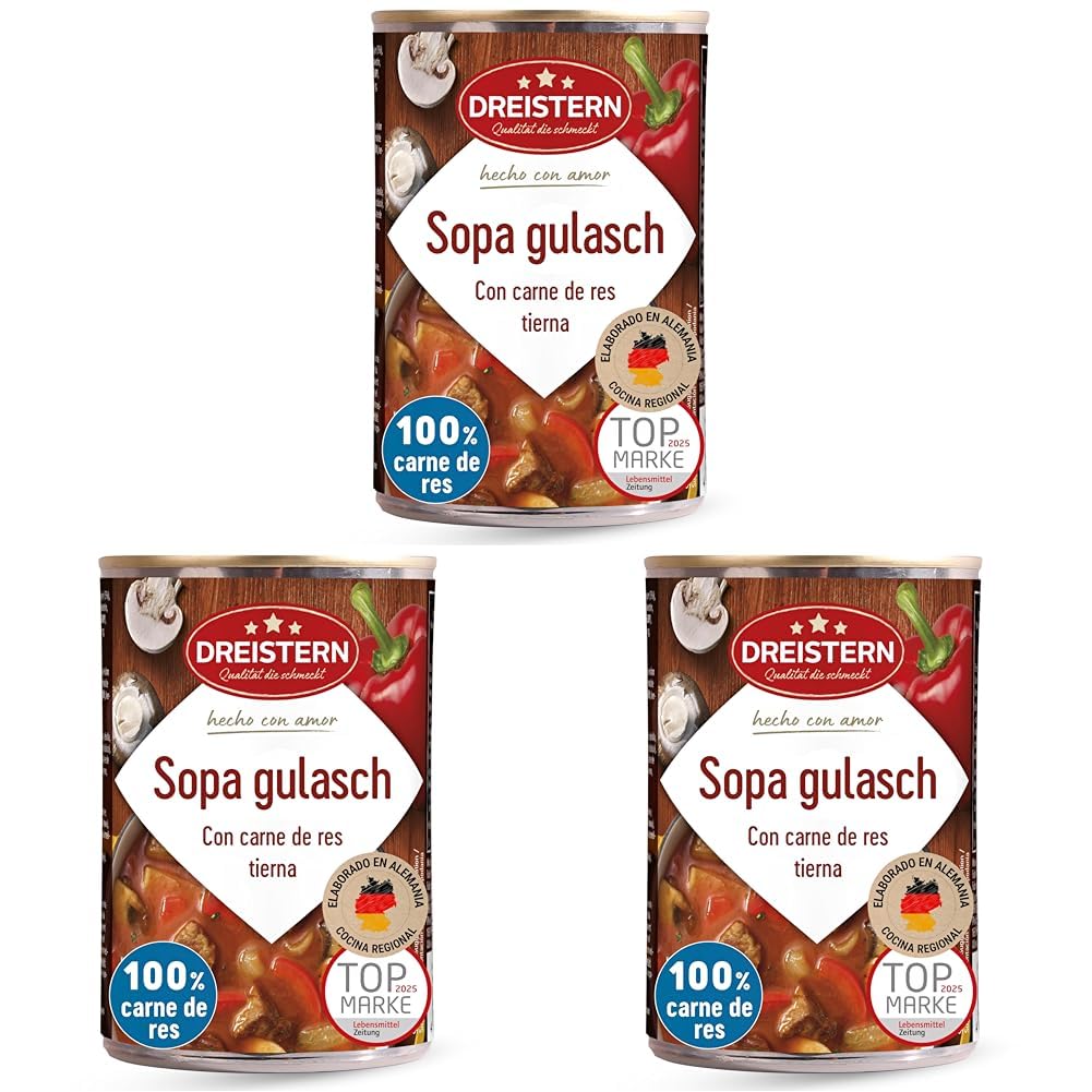 DREISTERN Sopa de Gulash Picante 400 g I Con carne de res tierna & verduras I Guiso picante en lata reciclable I Larga duración gracias a la conservación natural I Calidad casera — view 8