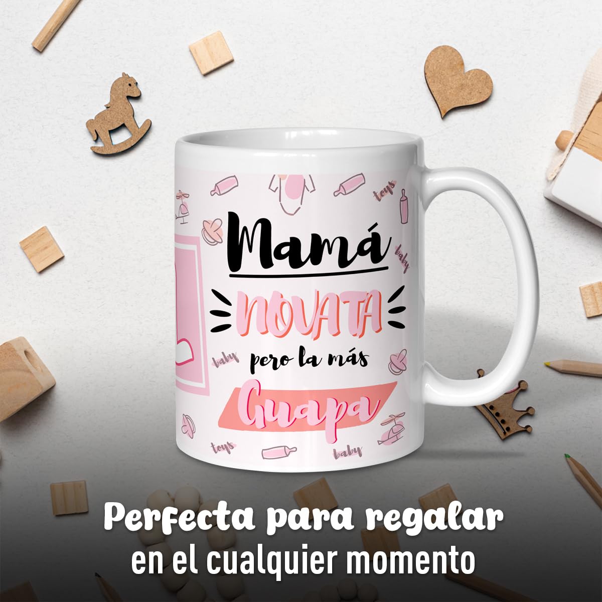 Taza Mamá Primeriza – Regalo Original para Futuras Mamás y Día de la Madre – Detalle Emotivo para Embarazadas – Mama Novato - taza futura mama — view 3