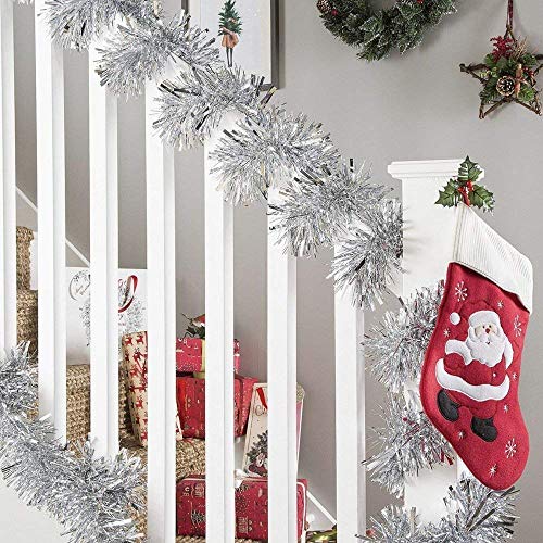 Alonsoo 25Ft Christmas Tinsel Garland, Christmas Tree Ornaments Home Party Classic Shiny Sparkly Ceiling Hanging Decorations, Filaments Silver. #TOP5