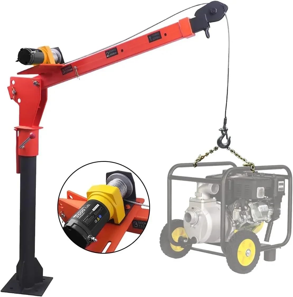 Grue pliante pour camion avec treuil électrique sans fil 1587,6 kg 12 V pour levage de charges lourdes