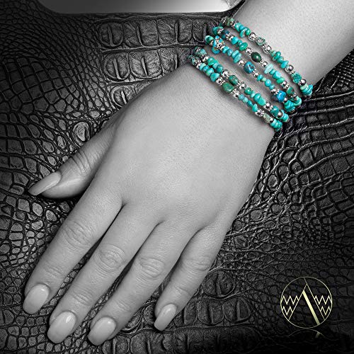 $80Tag Certified Navajo Native Natural Turquoise Adjustable Wrap Bracelet 12732-14 Made By Loma Siiva #TOP2