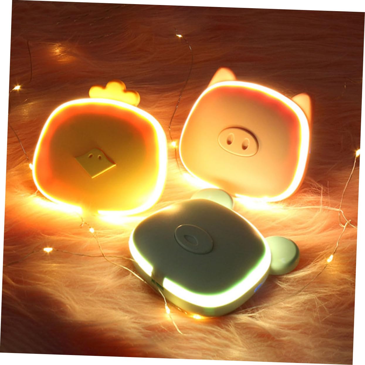 BESPORTBLE 4pezzi Scaldamani Ricaricabile Portatile Multi-funzione Con Specchio Cartoon Scaldino Per Inverno Per Ufficio Regali Per Anziani Design Forma Di Animale Usb Ricaricabile