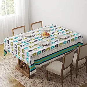 HOME COLORS.IN Cotton Jar Printed 4 Seater Table Cloth - Dining Table Cover - 59 x 71 Inch - Pack of 1 - Multicolor