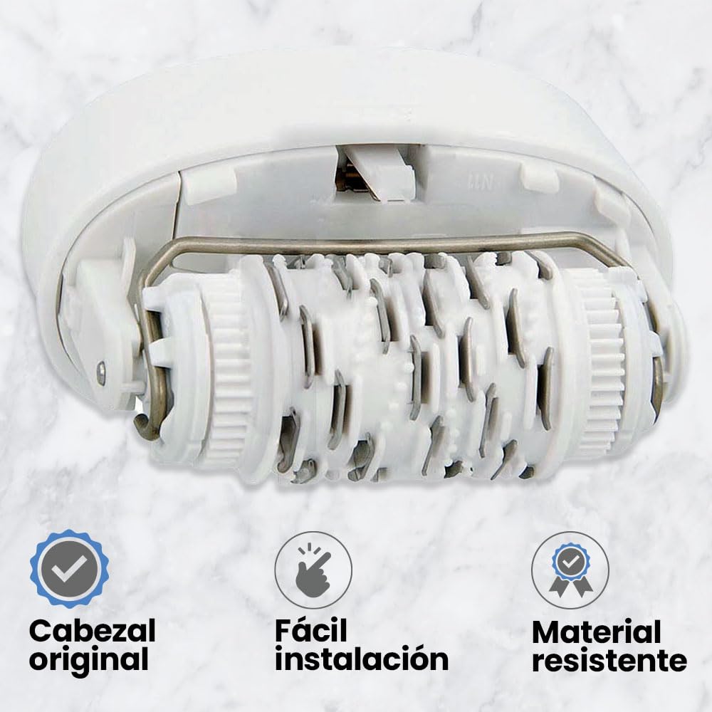 Anakel Home Repuesto Cabezal Depilación 67030946 Compatible con Braun Silkepil 7 Xpressive Pro y Compatible con Braun Silk Epil 5, Color Blanco | Cabezal depilador de acero inoxidable | modelos 5180-5780 7180-7891 | impermeable