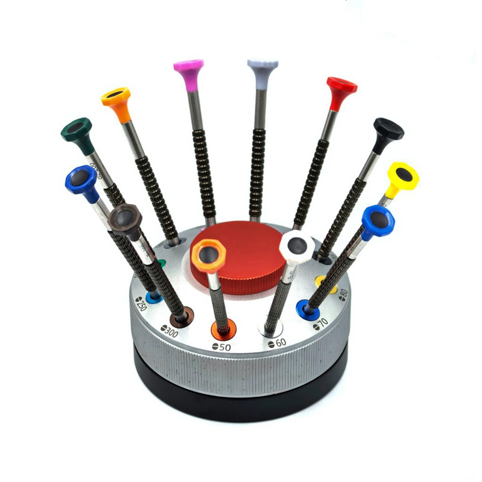 Juego de destornilladores compactos de 12 piezas, agarre antideslizante y diseño de cabeza giratoria para reparación de joyas y proyectos de manualidades, juego de destornilladores de trinquete de
