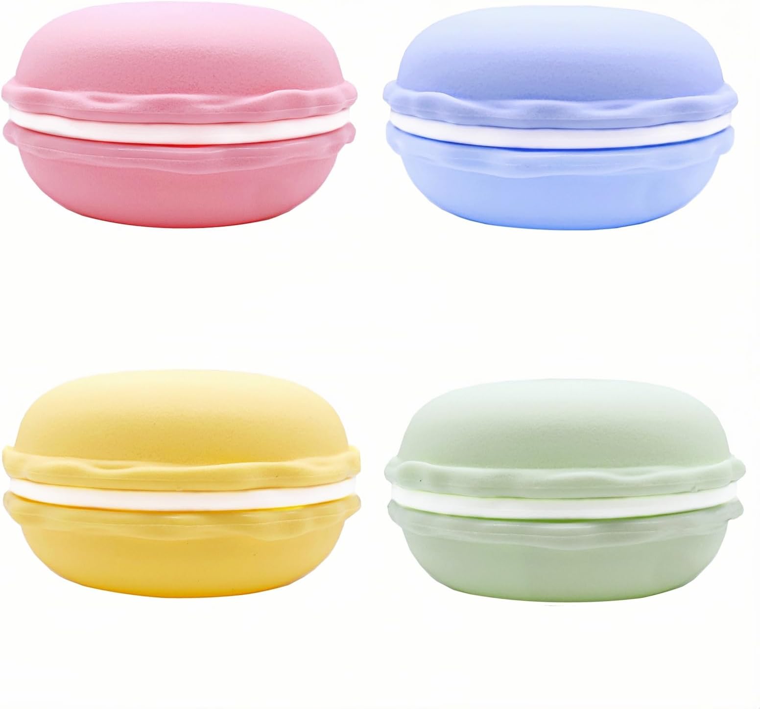 HAN SHENG 4 Pack Large 4 Inch Macaron Jewelry Organizer Box - Decorative Earring Storage Case Container for Earrings, Rings, Necklaces (Blue, Green, Pink, Yellow)