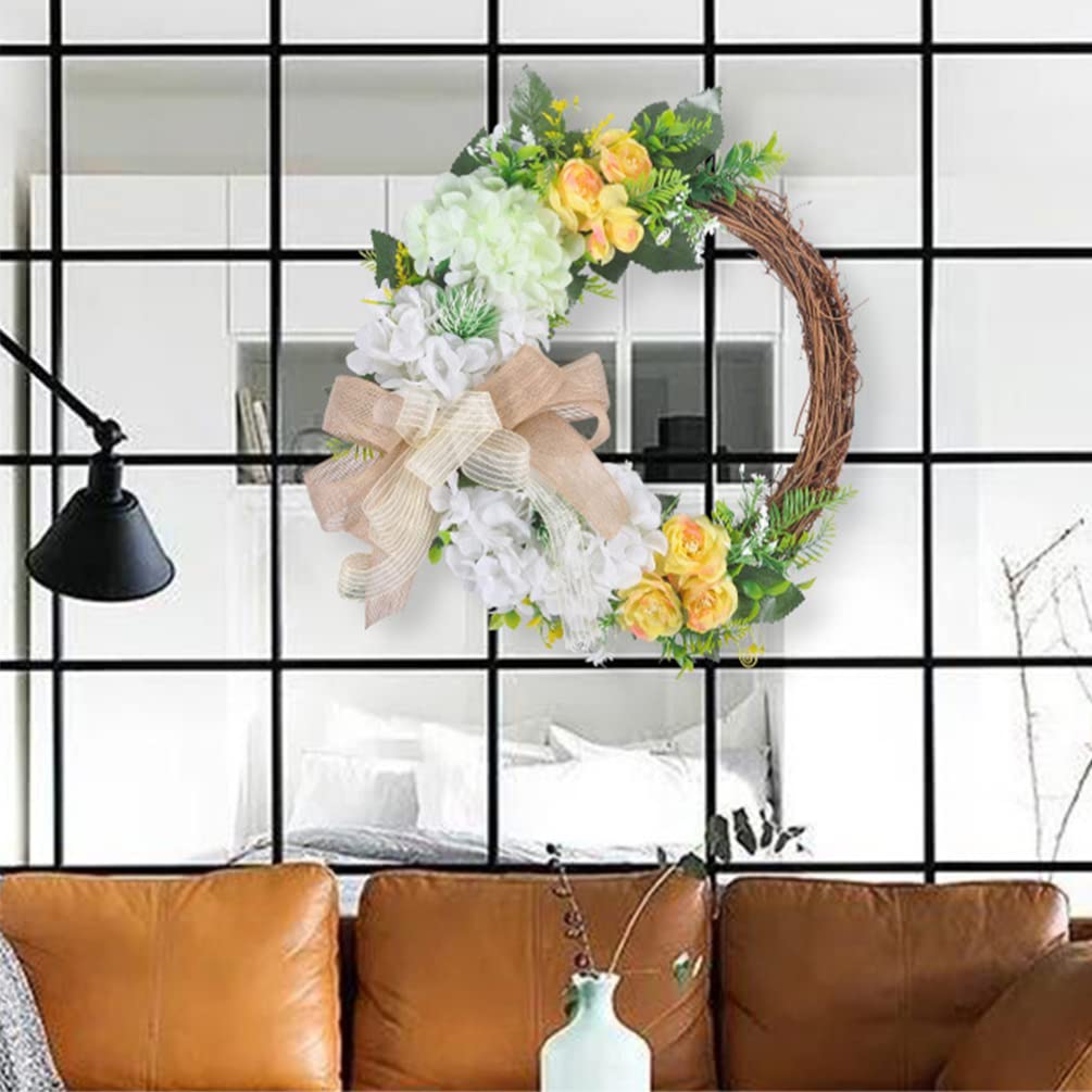 GALPADA Künstlicher Blumenkranz Für Haustür Osterdekoration Aus Rattan Hängender Türkranz Mit Kunstpflanzen Frühlingsblumenkranz Für Fenster Und Feste