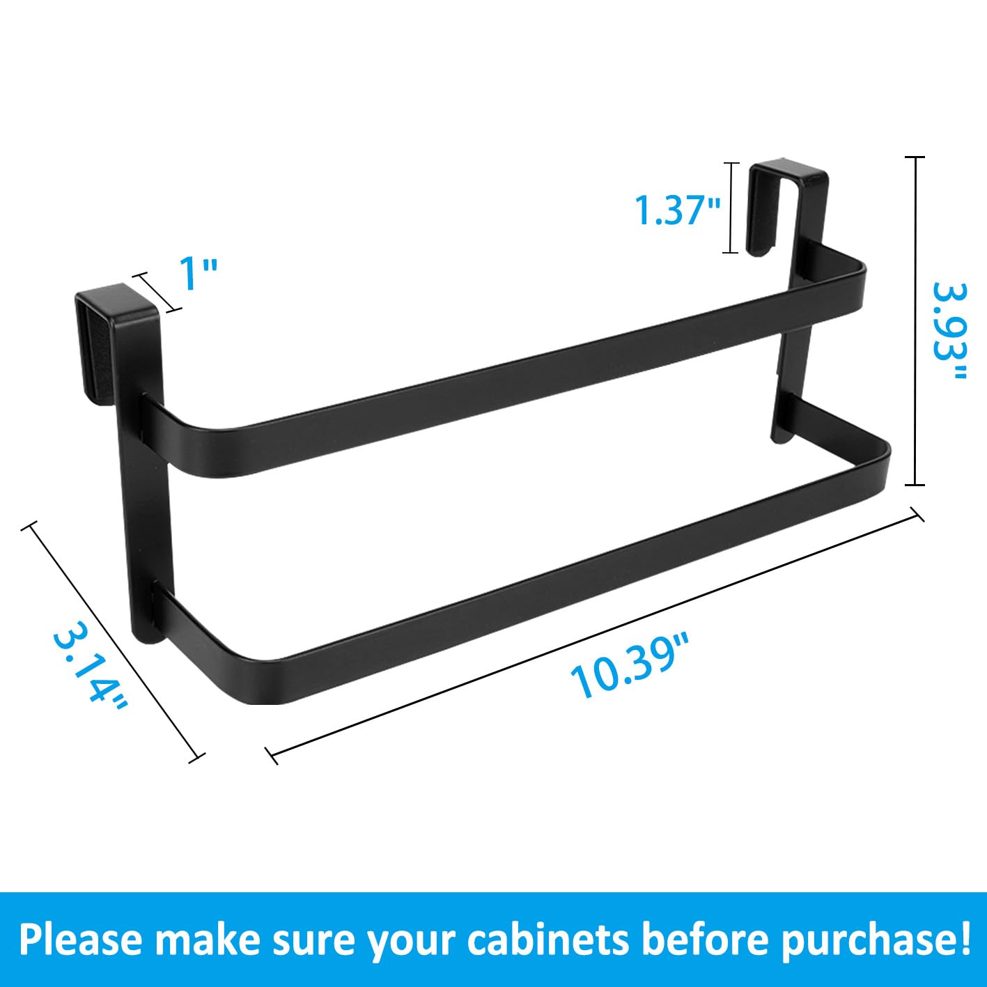 RedCall 2 Pack Towel Holder for Kitchen Cabinet,Two-Tier Kitchen Towel Rack,Steel Over Cabinet Door Towel Bar,Double Towel Bar Rack for Bathroom Cupboard,Holds Hand/Dish Towels & Washcloths - Image 4