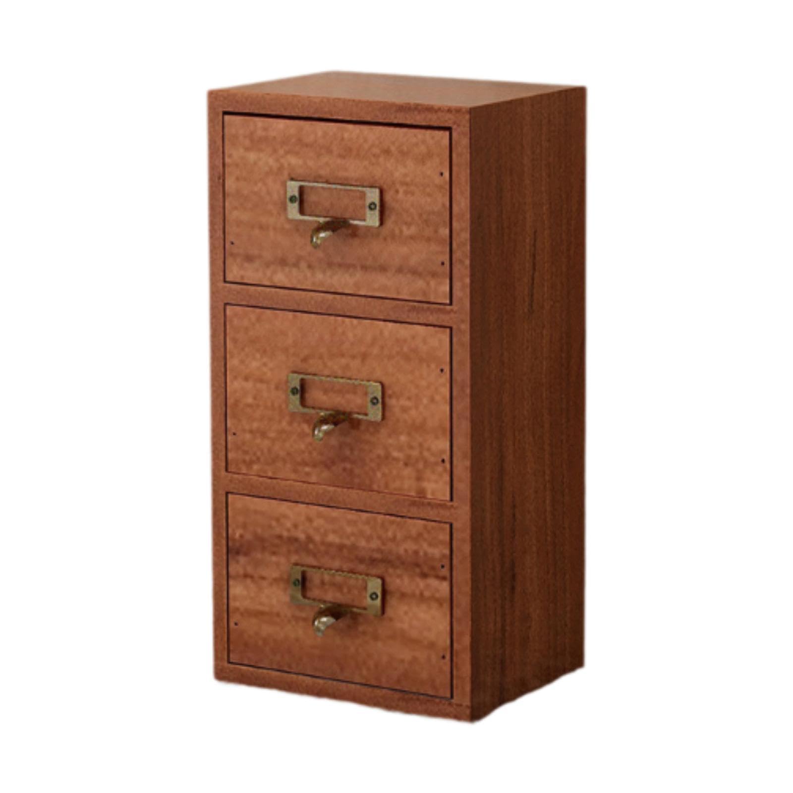 UxicRuya Caja de Almacenamiento con Cajones de Madera, Caja de Joyería de Escritorio, Estilo Rústico Vintage Retro con Cajones, Organizador de Té, Organizador
