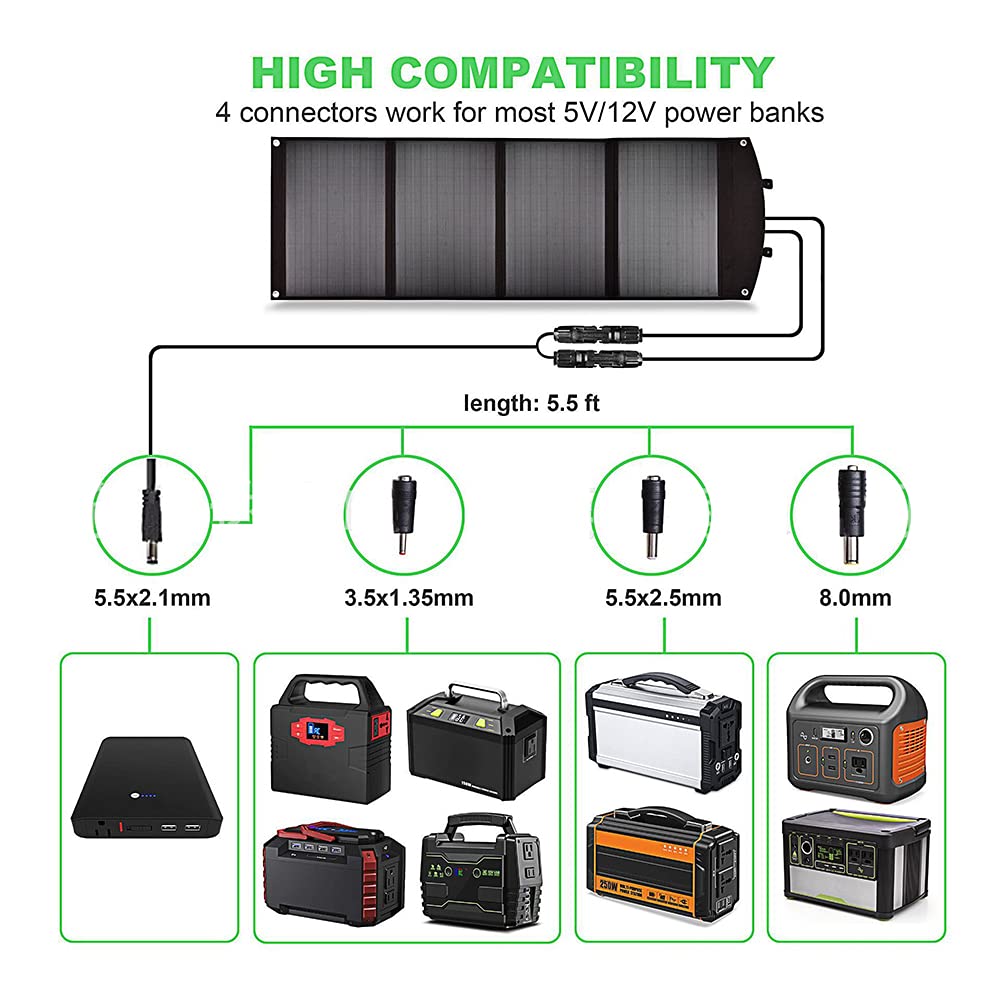 Caricabatterie a Pannelli solari 100W Pieghevole Caricabatterie Solar Solar Cells Plate Bank con DC 12-18V Porti di Uscita USB USB 3.0 per la Batteria per Auto Laptop della Centrale elettrica