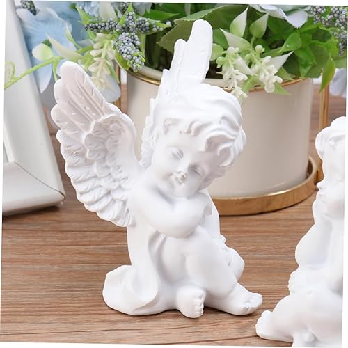Miniatura 6 de LIFKOME 1 par de figuras de querubín de Navidad, adornos navideños para exteriores, estatua de jardín, esculturas de hadas, estatuas de querubín
