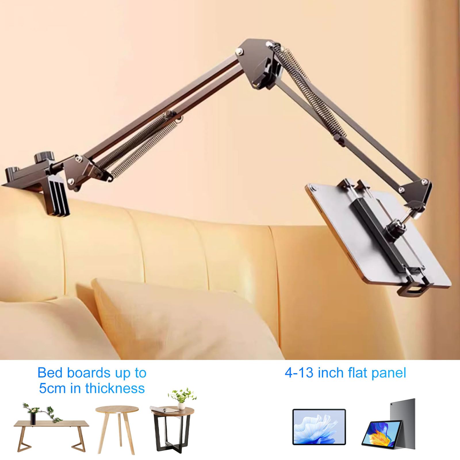 Supporto Tablet Letto Braccio Regolabile 360° Porta Cellulare Universale per Dispositivi 4"-13"