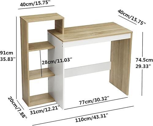 Miniatura 2 de RHSH - Escritorio de escritura de 433in para computadora portátil estación de trabajo de estudio tocador con estante de almacenamiento de 4 capas
