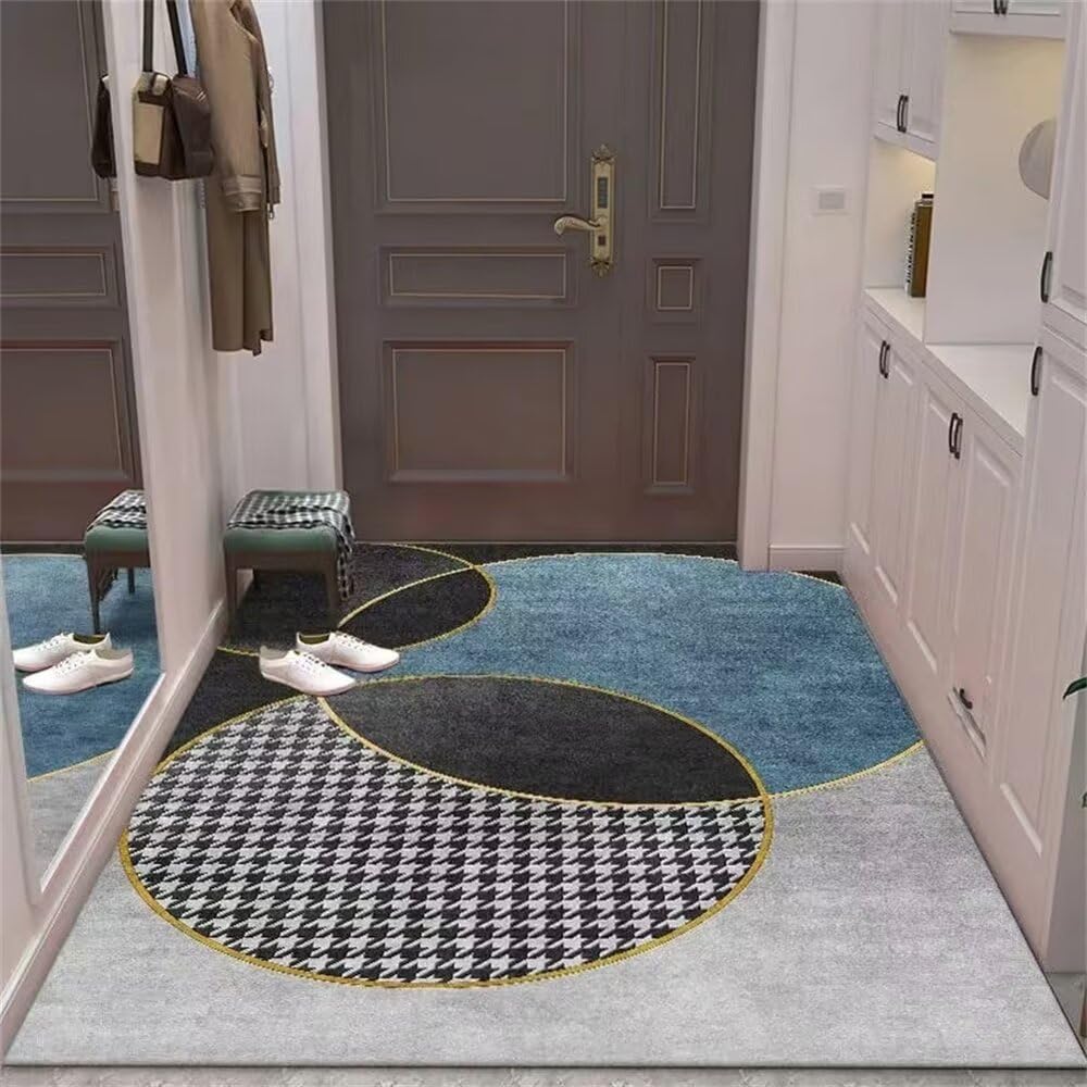 Tapis de salon gris noir en format compact 50x80cm avec texture souple pour intérieur moderne