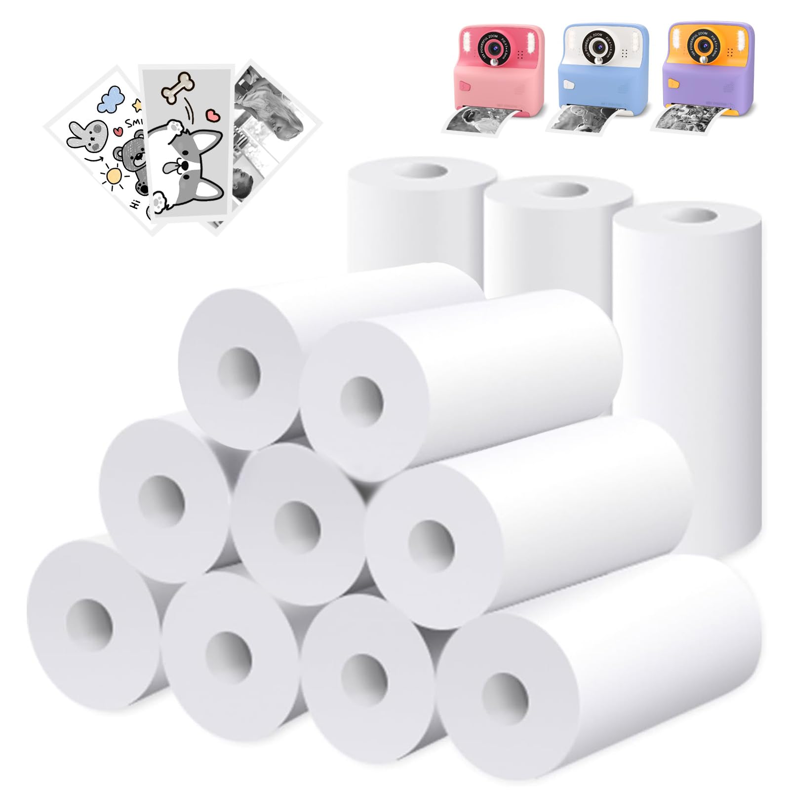 Yisdo Printing Paper for Kids Instant Print Camera Refill 12 Rolls Print Thermal Paper Set (12 Rolls)-picture-21