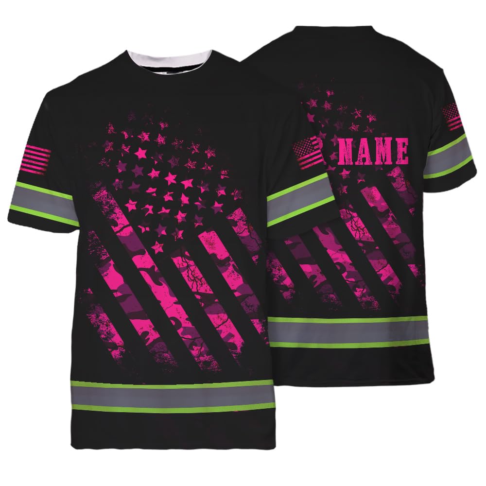 Maddly High Visibility US Flag Collection Safety Workwear Custom Name for Workers, Runners, Truckers, Patriotic