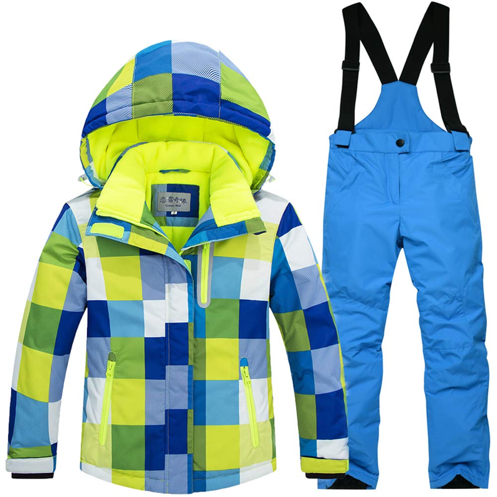 Girls/Boys Snowsuits Hooded Insulated Windproof Winer Coats Ski Jacket Snow Pants Set