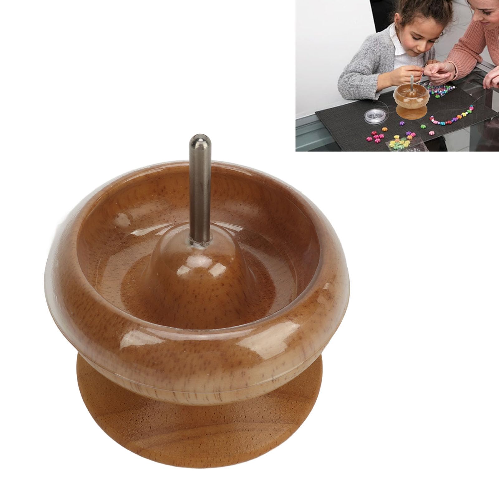 XGOUGUAAU Spinner de cuentas para hacer joyas, pulsera de madera con cuenco de cuentas y agujas para abalorios de ojo grande para hacer joyas de cuentas