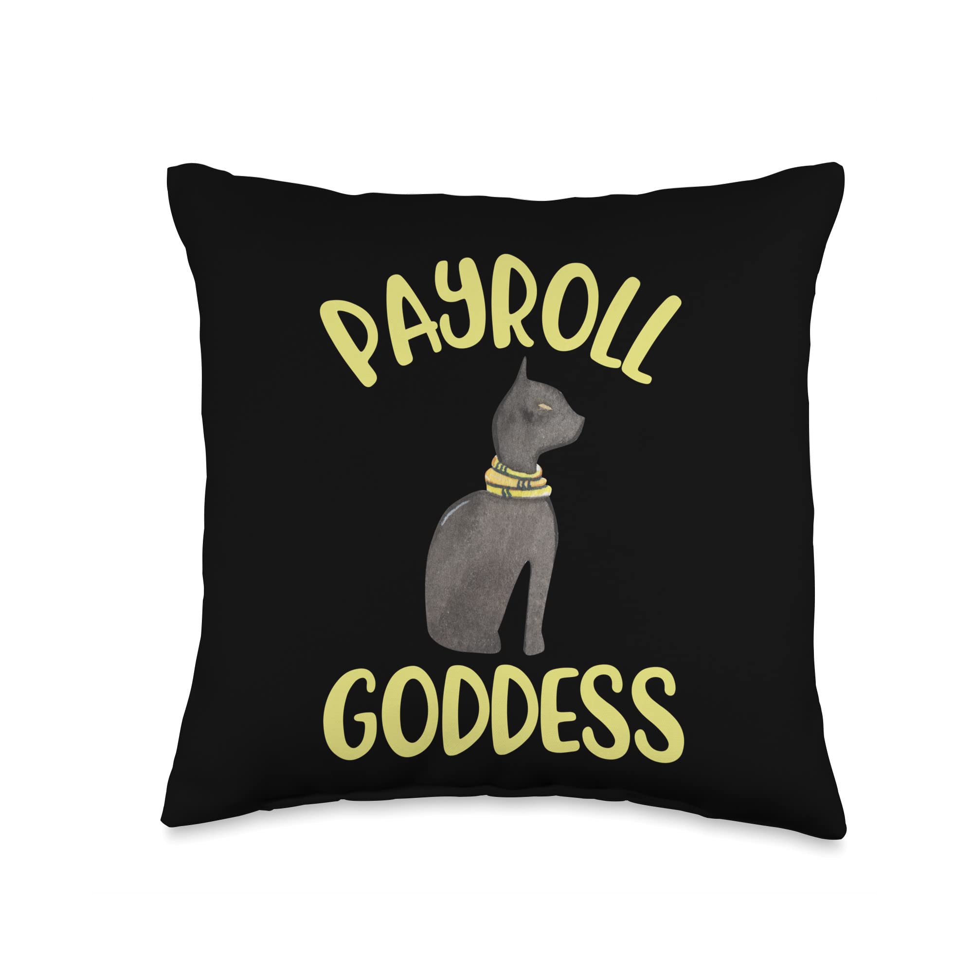 Specialist Clerk Payroll Goddess Egyptian Sphynx Cat Throw Pillow, 16x16, Multicolor