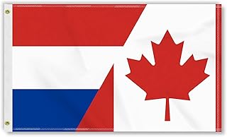 3×5 FT Canada Netherland Flag, Large 100D Canadian Holland Friendship National Outdoor Banner,Dutch Doube Side Printing Decor For Patio Garden With Brass Gromment