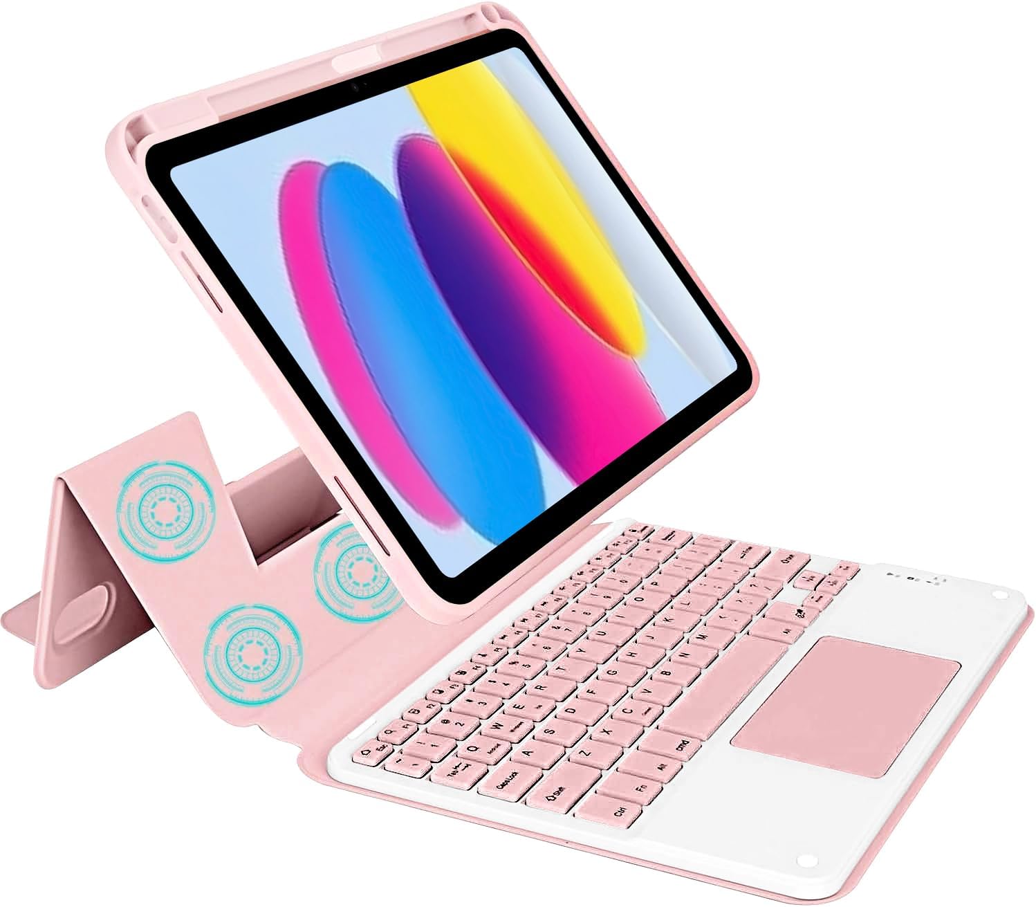Keyboard Case for iPad (A16) 11th 10th Generation 11 inch 2025, Multi-Touch Trackpad, Wireless, Magnetic Detachable Bluetooth Keyboard Case with Pencil Holder for iPad 10th Gen 10.9 inch 2022 (Pink)