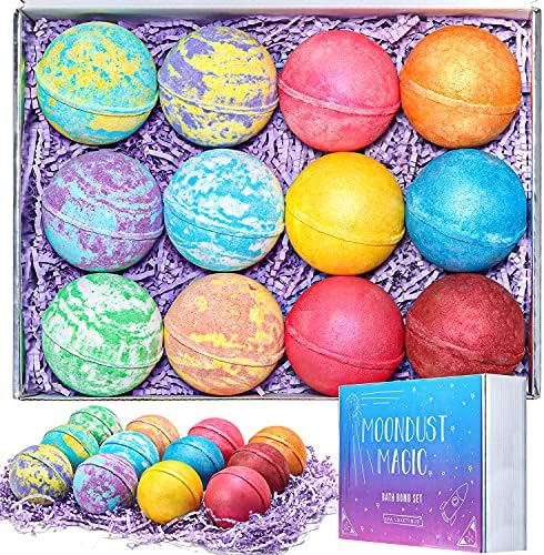 Bath Bombs Gift Set - Spa Luxetique Bubble Bath Bomb for Women, 12 Pcs Large 5oz Fizzies Bombs Rich in Pure Essential Oils & Coconut Oils, Ideal Home Spa Bath Set, Mum Gifts, Gifts Set for Women