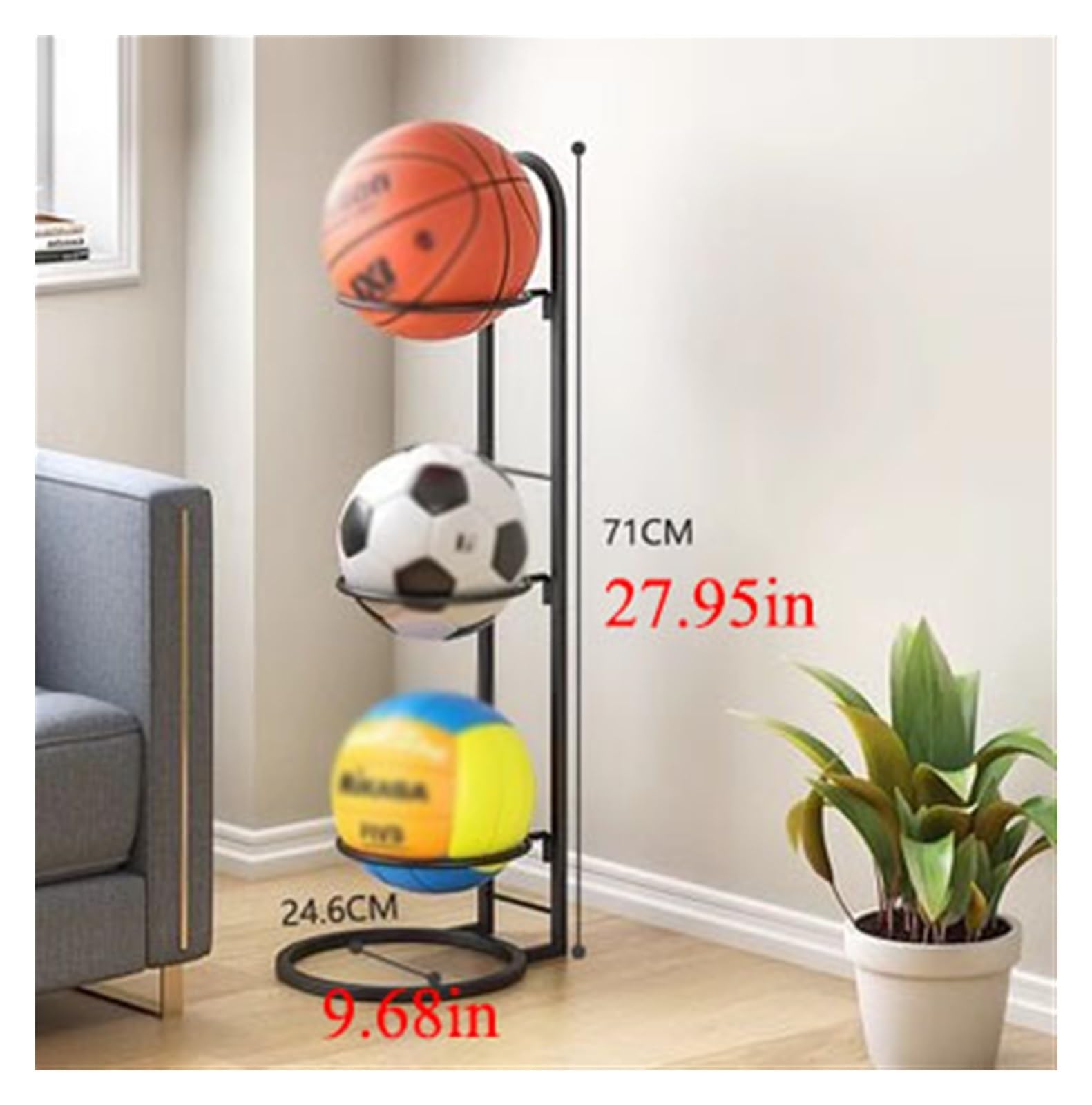 Basketball Holder Storage Shelf Universal Ball Display Basketball ...