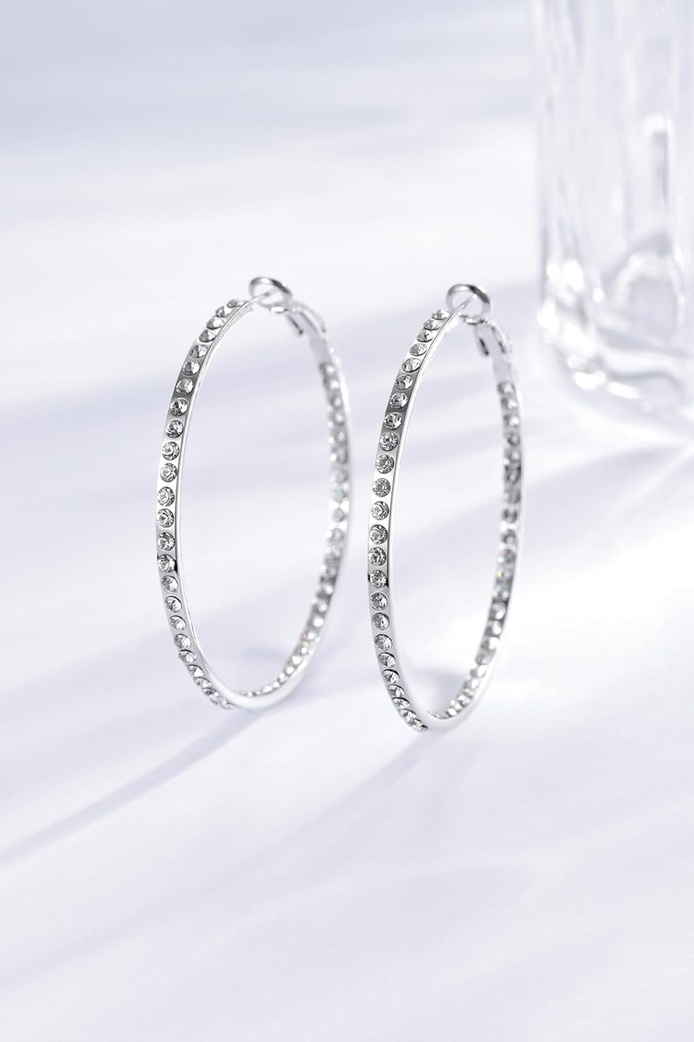 Borun Rhinestone Crystal Hoop Earring Hypoallergenic Jewelry for Women - Image 2