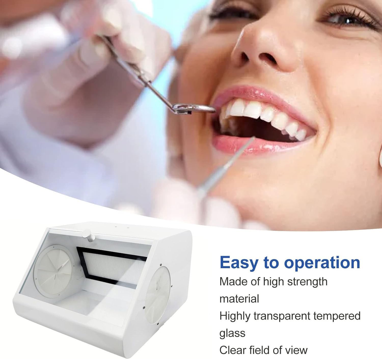 Aspiratore di Polvere per Laboratorio Odontotecnico, Protezione per Sabbiatura, Scatola per Lucidatura E Molatura da Laboratorio,con 2 Filtri