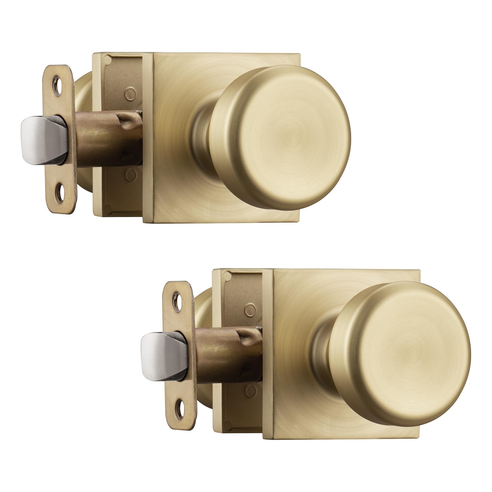 Brushed Gold Door Knobs - 6 Pack with Lock -20