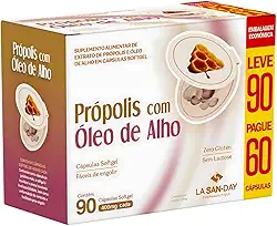Própolis + Alho Leve 90 e Pague 60 Cápsulas SoftGel - possui ação antibacteriana, antifúngica, anti-inflamatória, antiviral, entre outras