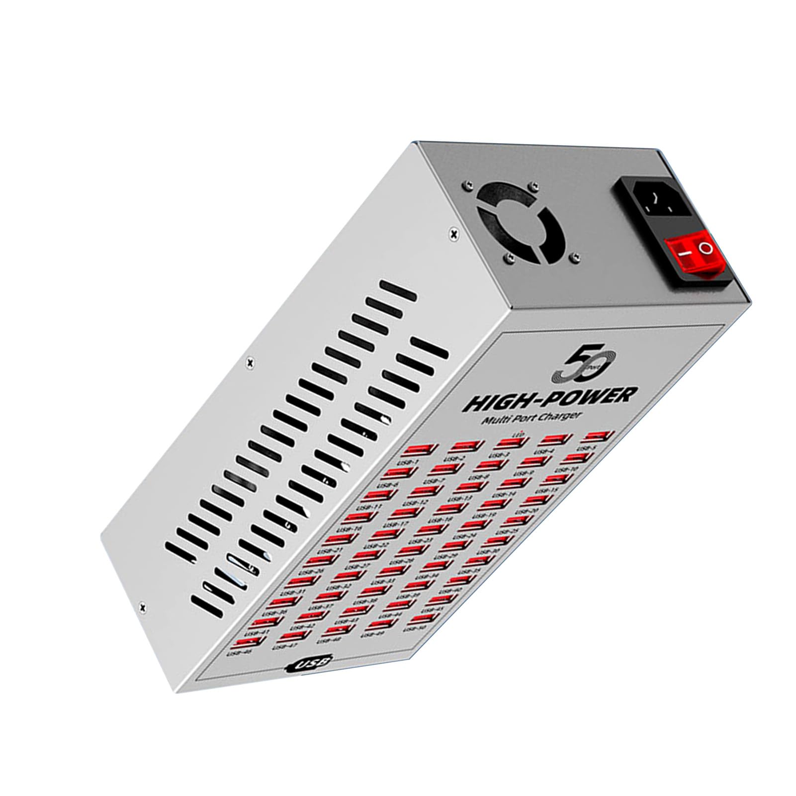 50 Port 200 Watt USB Station de Charge, Bloc de Chargeur Rapide Haute Puissance, Multiple Chargeur USB de Bureau pour Les Hôtels, Les écoles, Les Bureaux (Prise UE 220-250V)