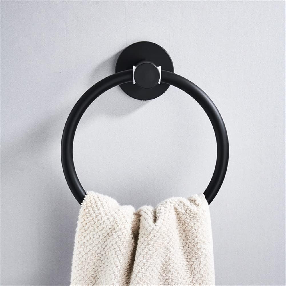 LSLYTQ Black 304 Stainless Steel Bathroom Hardware Towel Ring, Wall Mounted Towel Hanger Towel Holder
