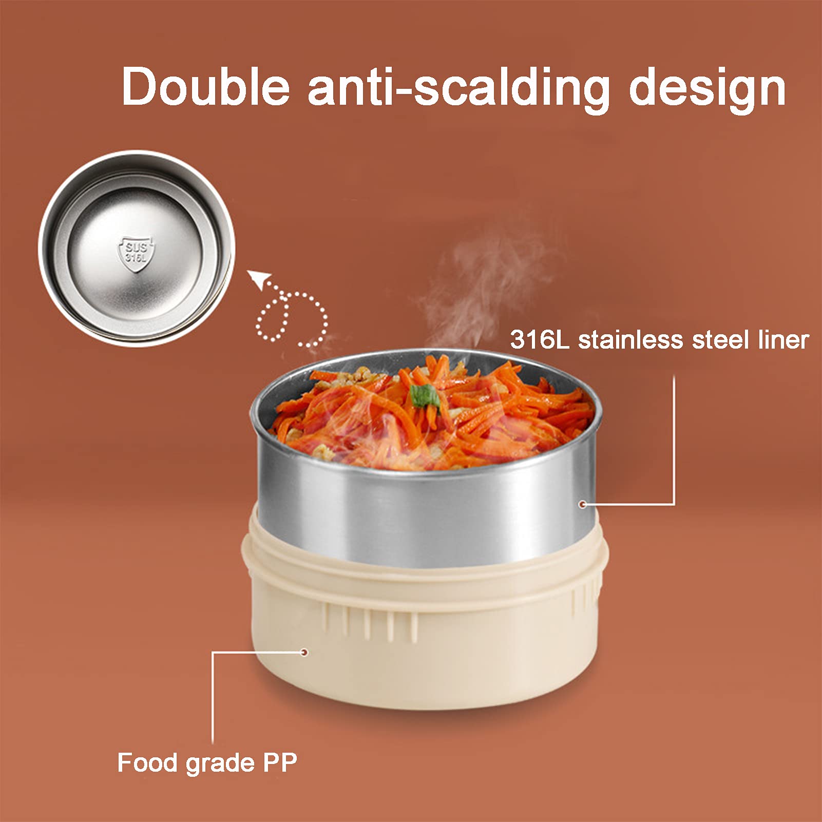 Fiambrera Térmica de Acero Inoxidable, Frasco Aislante térmico para Alimentos Apilable a Prueba de Fugas,Lunch Box Caja bento con Bolsa de Almuerzo y Cuchara Tenedor,Verde,1.6L+2 Layers