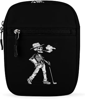 Golf Skull Small Crossbody Bags Mini Shoulder Bag Travel Messenger Bag for Men Women