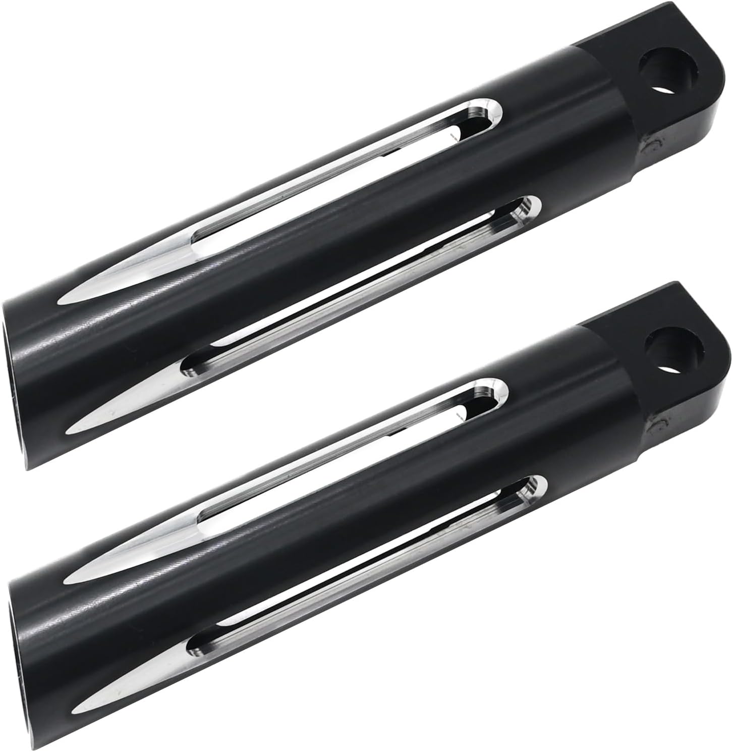 2 Pcs Motorcycle Rear Footpegs CNC Cut Threaded Mounting Foot Pegs Footstool Pedals Replacement for Harley Sportster Road King Electra Glide Fat Bob Dyna Touring Black