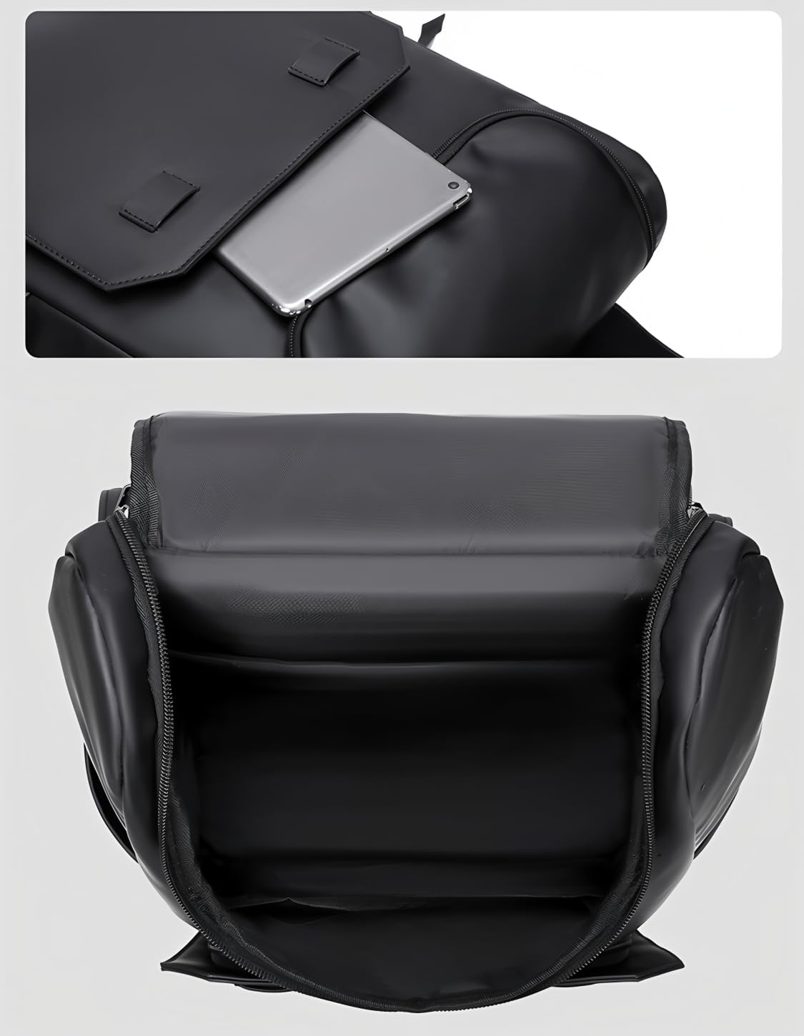 Men's waterproof backpack Modern Leather Backpack, Black, Travel Laptop Bag with Adjustable Straps,Outdoor Casual Daypack (grey)