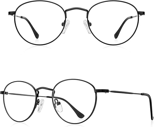 Miniatura 2 de RB.Pilot Gafas de lectura redondas de metal pequeñas para mujeres y hombres, clásicas vintage retro, con bloqueo de luz azul, lectores de computadora
