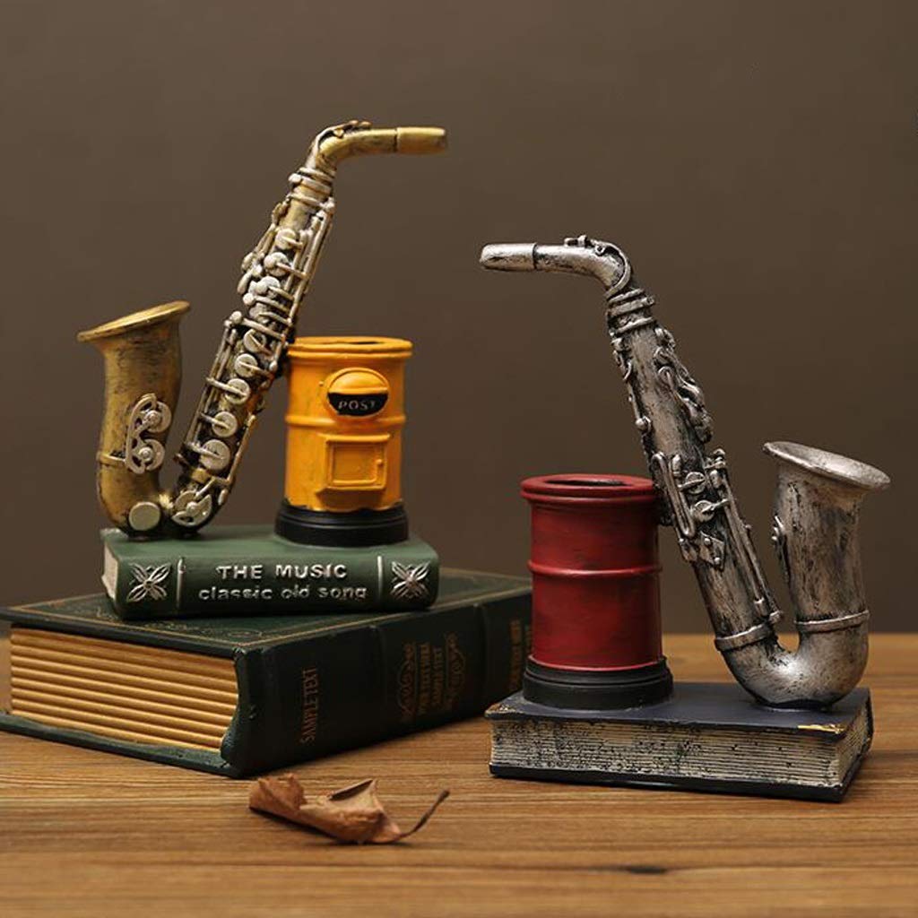 Kreative Violine Stifthalter Retro Desktop Schreibtisch Organizer Harz Aufbewahrungsbox Stift Container Schule Büro Schreibwaren Lieferungen (Color : C)