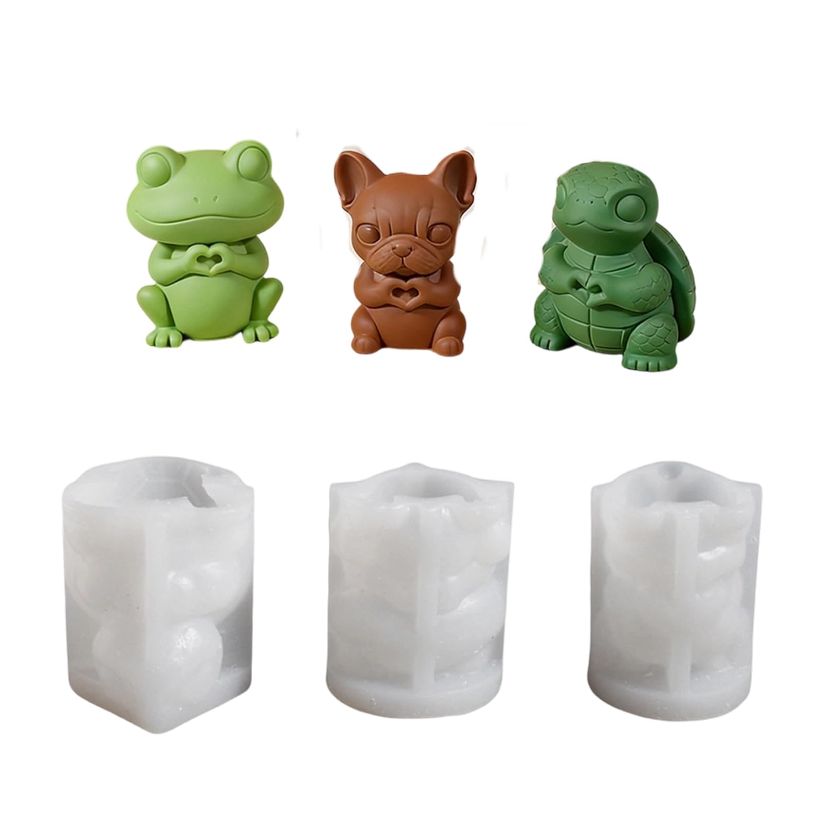 Whoasyst 3Pcs Resilient Heart Silicone Molds Suitable for Artistic Candlewax Soap Resin Productions Craft Supplies Silicone Mold