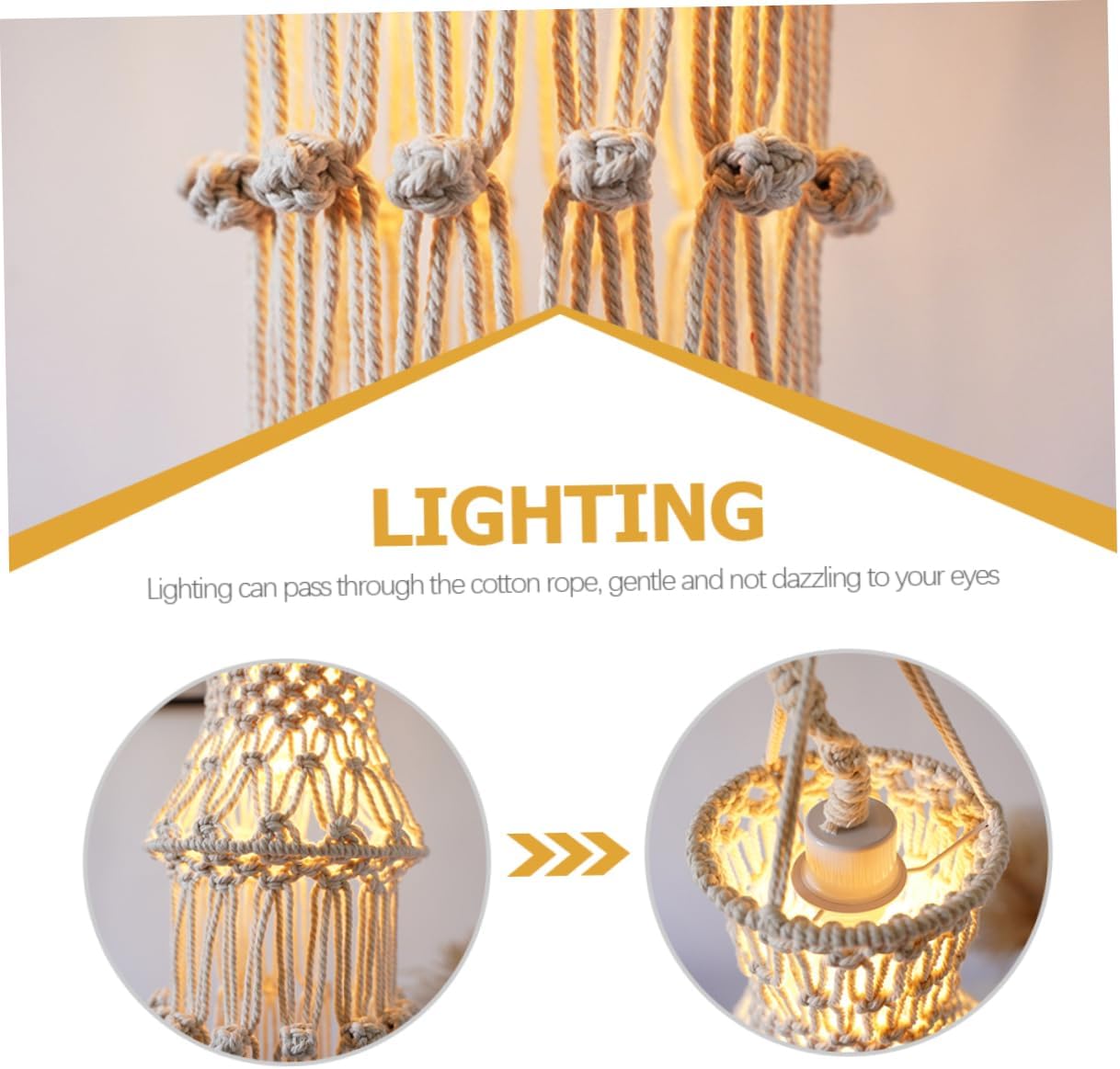 DOITOOL Cotton Rope Weaving Pendant Light Shade Modern Bohemian Lampshade for Home Hotel and Wedding Decor Gentle Light Fixture Replacement Unique Design