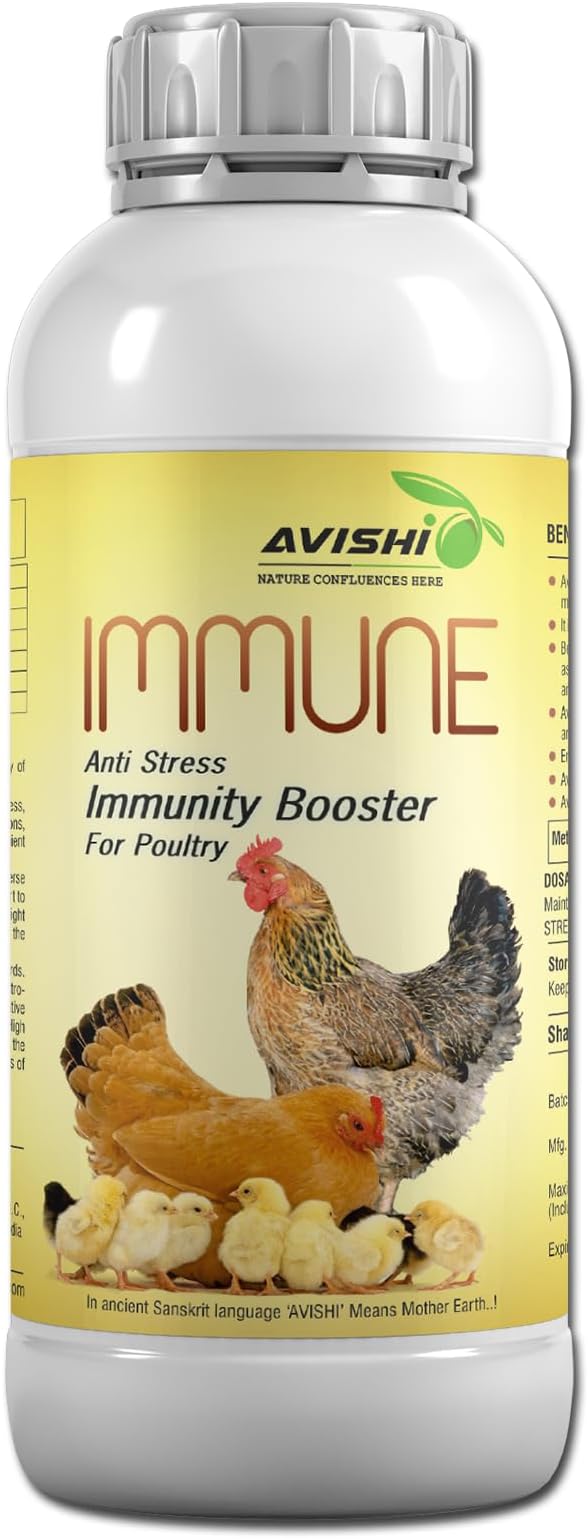 Avishi Immune for Poultry (250 ml) Immunity Booster Anti Stress Bio-Available Supplement for Growth & Development for Birds