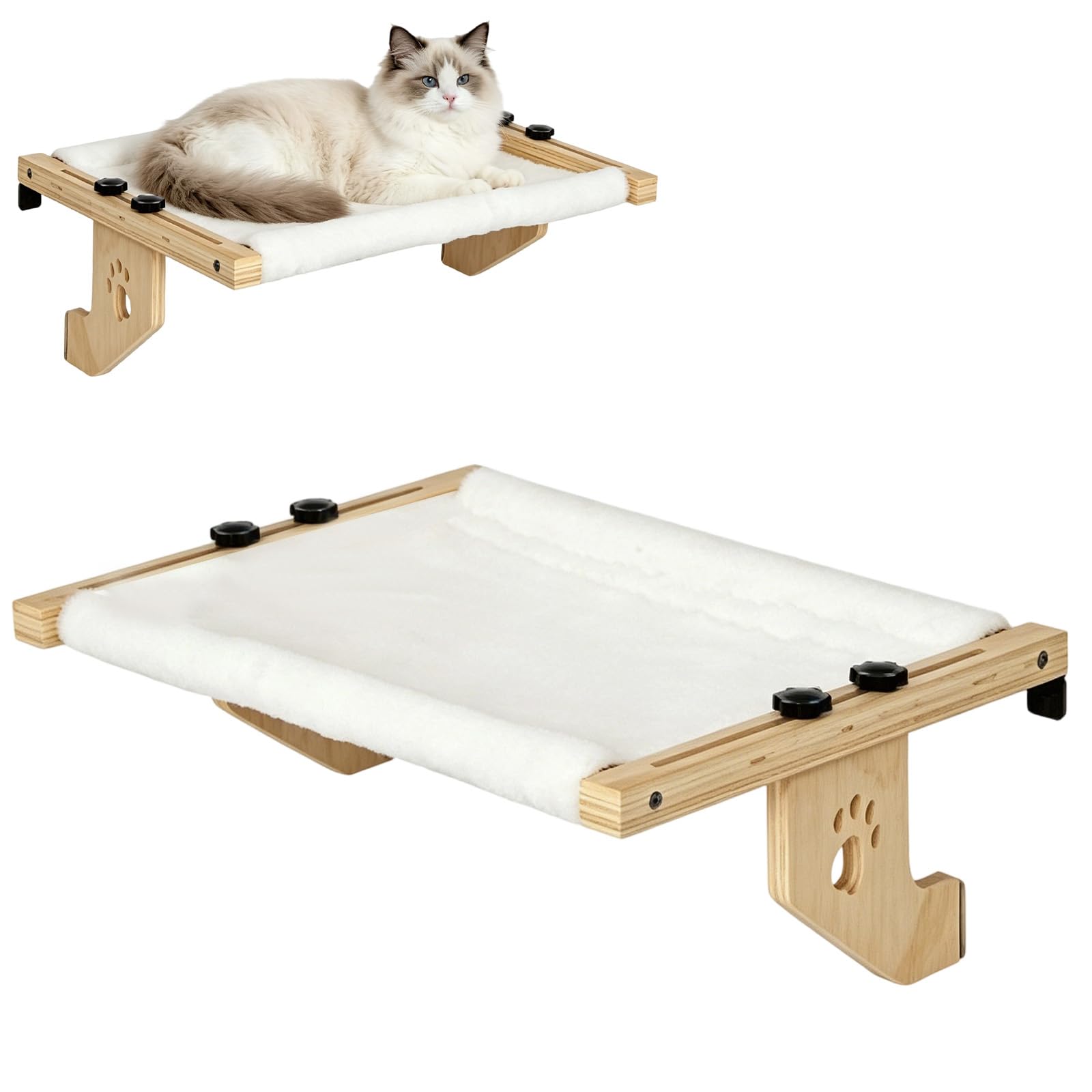 Lettino riscaldante da appendere per gatti, con accessori di montaggio, morbido rivestimento reversibile rimovibile, 55 x 38 x 16,7 cm, portata 15 kg