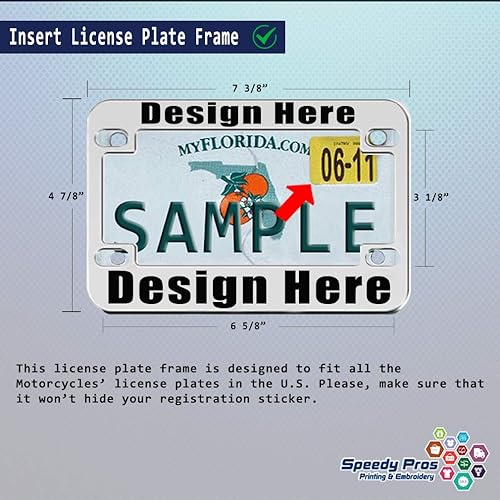 Miniatura 3 de Speedy Pros Marco de matrícula de metal zinc personalizado para bicicleta, texto personalizado, accesorios de motocicleta, soporte para placa de