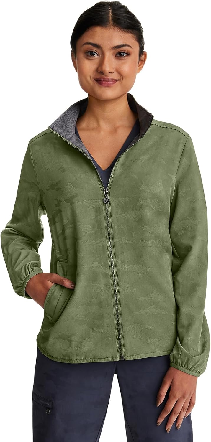 Healing Hands Scrub Jackets For Woman Destini Camo Jacket With 3 Pockets Moisture Wicking & 360° Stretch Fabric 5030